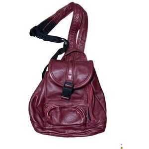 Leather Backpack‎ Womens Medium Oxblood Red Leather No Tags 10"